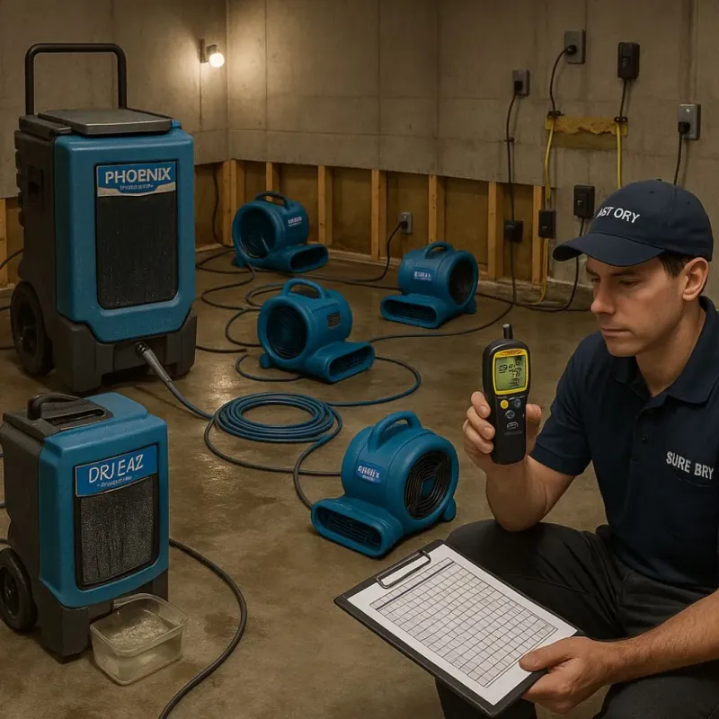 Structural Drying and Dehumidification process in Almont, MI